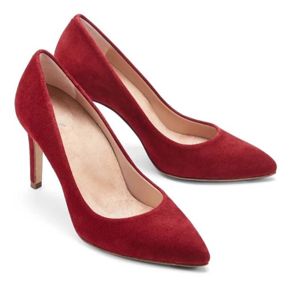INEZ Alta Red Suede Pointed Toe Pumps 9.5 Chic Sexy Comfortable Stiletto Heels